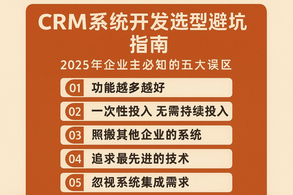 CRM系统开发选型避坑指南，2025年企业主必知的五大误区
