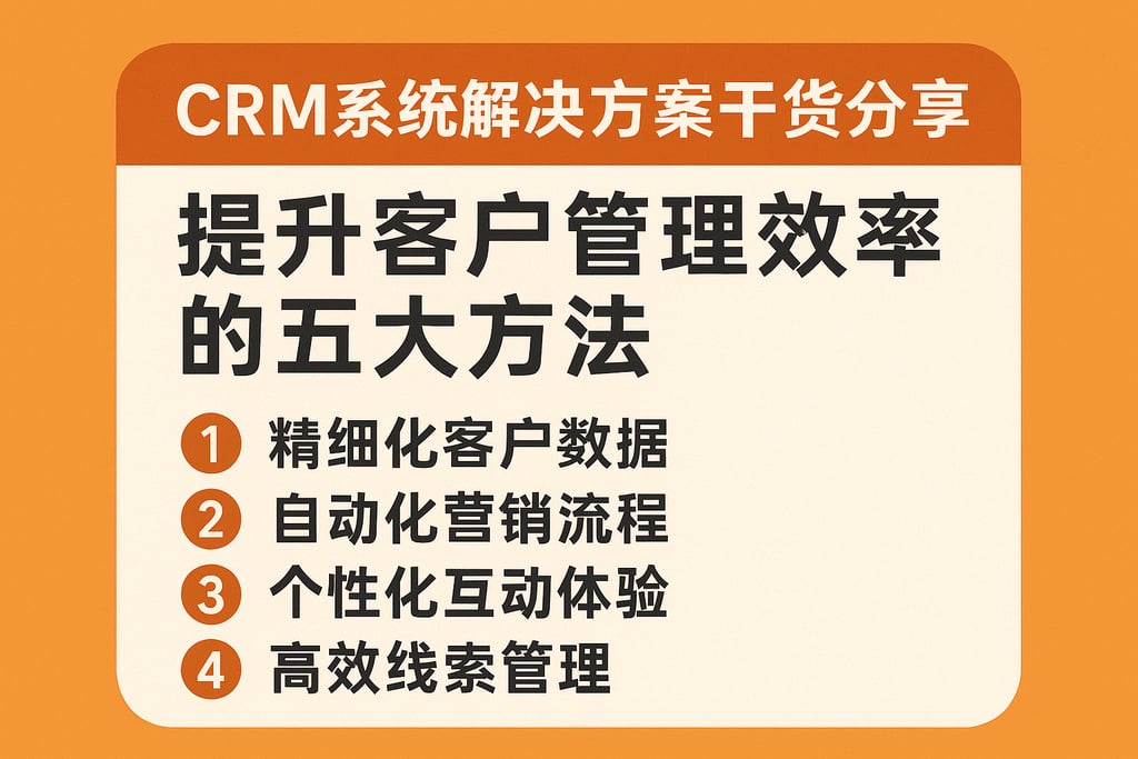 CRM系统解决方案干货分享，提升客户管理效率的五大方法