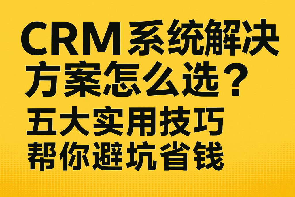 CRM系统解决方案怎么选？五大实用技巧帮你避坑省钱