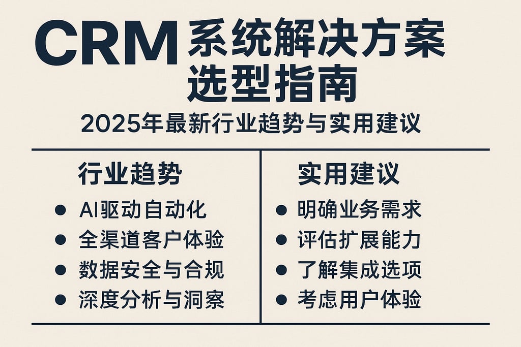 CRM系统解决方案选型指南，2025年最新行业趋势与实用建议