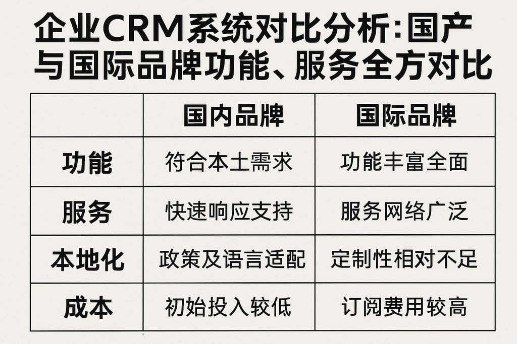 企业CRM系统对比分析：国产与国际品牌功能、服务全方位对比