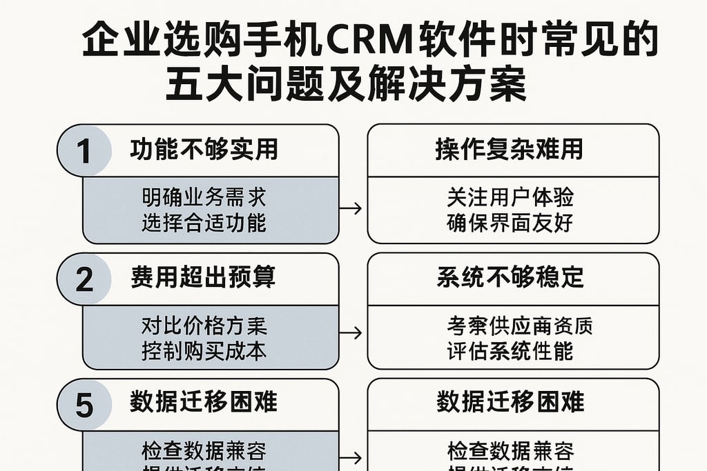 企业选购手机CRM软件时常见的五大问题及解决方案