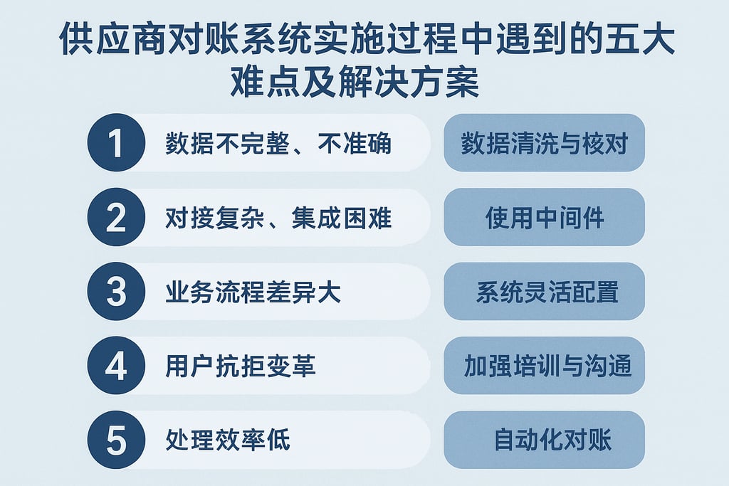 供应商对账系统实施过程中遇到的五大难点及解决方案