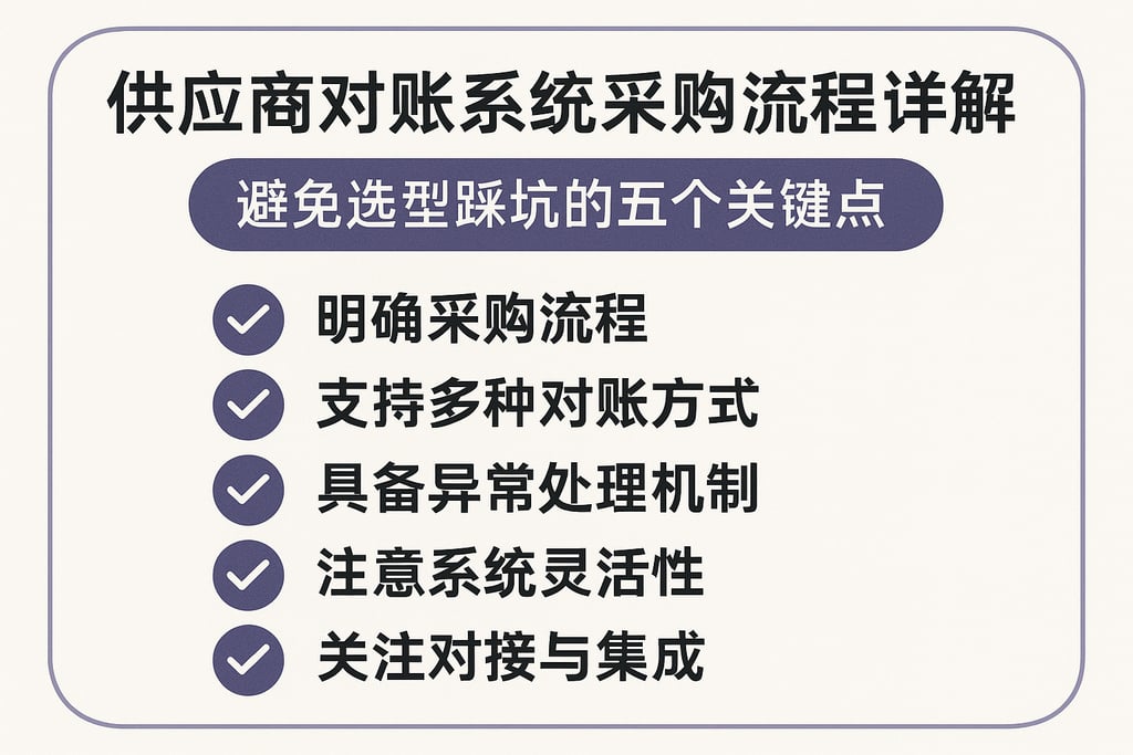 供应商对账系统采购流程详解，避免选型踩坑的五个关键点