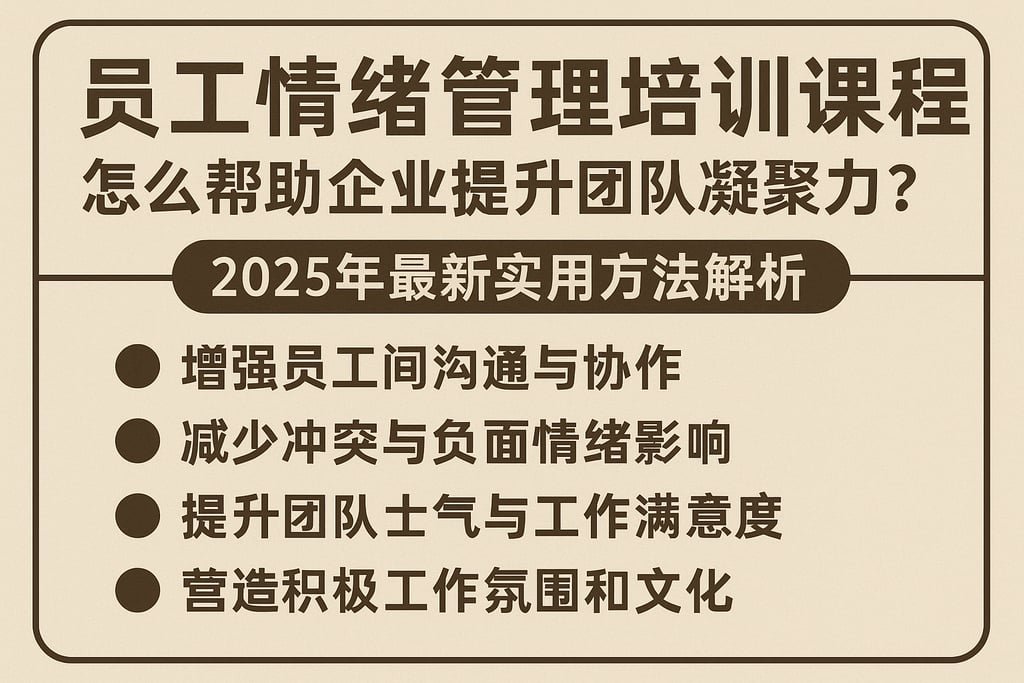 员工情绪管理培训课程怎么帮助企业提升团队凝聚力？2025年最新实用方法解析