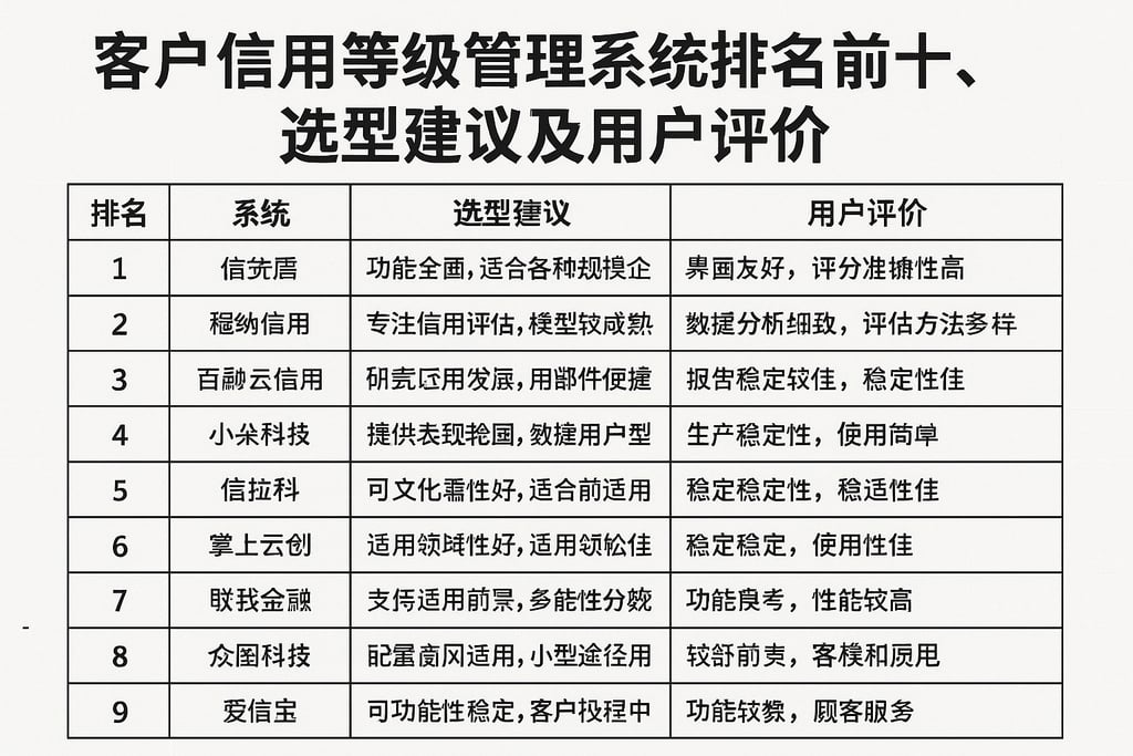 客户信用等级管理系统排名前十，选型建议及用户评价