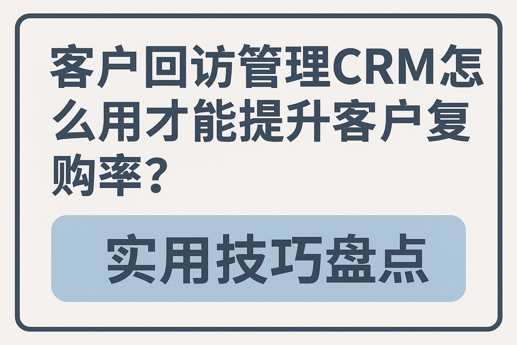 客户回访管理CRM怎么用才能提升客户复购率？实用技巧盘点