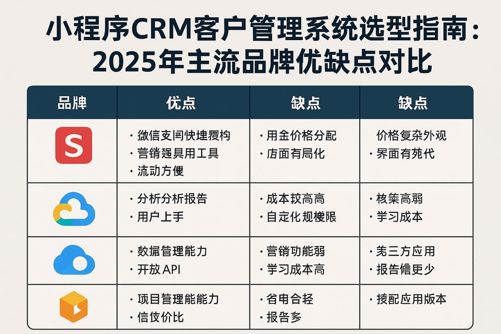 小程序CRM客户管理系统选型指南：2025年主流品牌优缺点对比