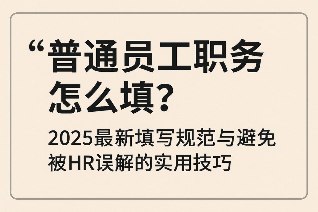 普通员工职务怎么填？2025最新填写规范与避免被HR误解的实用技巧