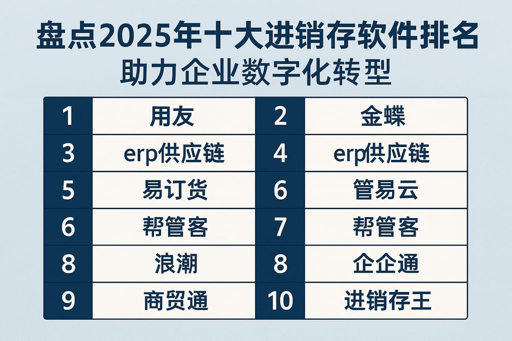 盘点2025年十大进销存软件排名，助力企业数字化转型