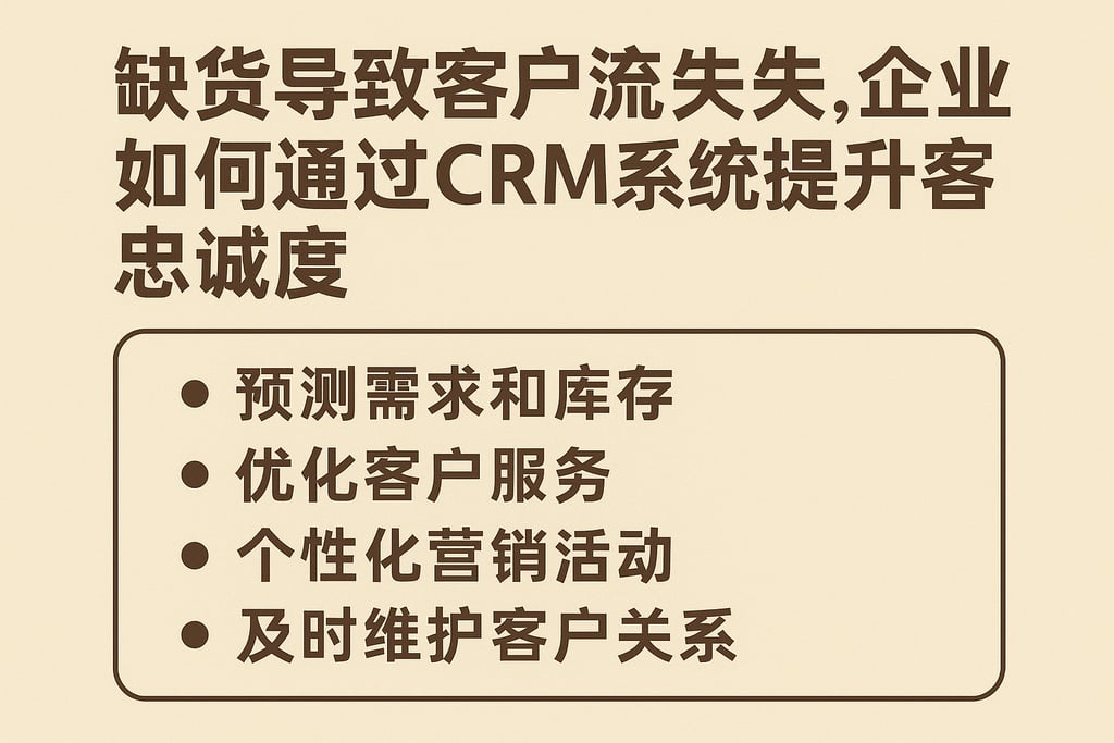 缺货导致客户流失，企业如何通过CRM系统提升客户忠诚度