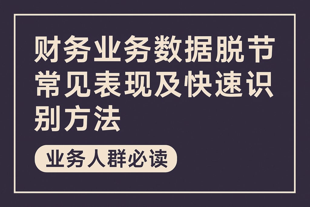 财务业务数据脱节常见表现及快速识别方法，业务人群必读