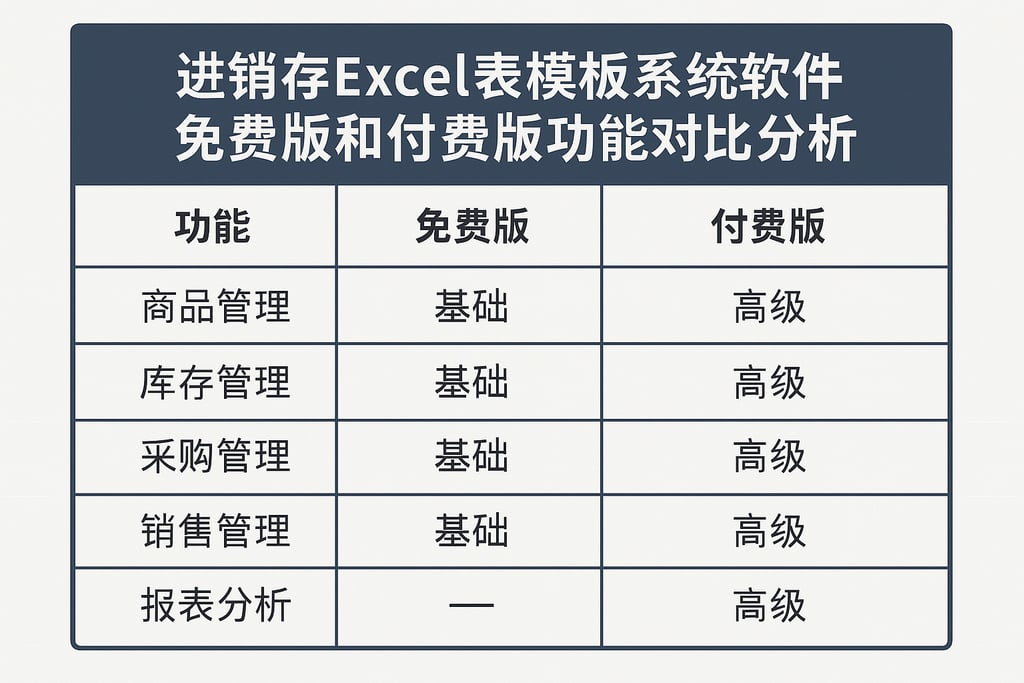 进销存excel表模板系统软件免费版和付费版功能对比分析