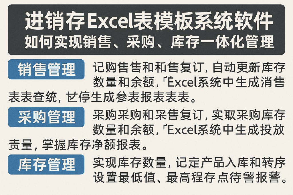 进销存excel表模板系统软件如何实现销售、采购、库存一体化管理