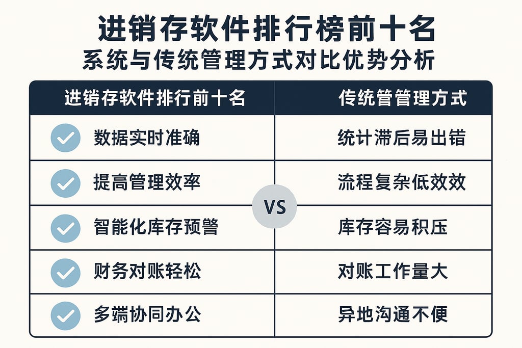 进销存软件排行榜前十名系统与传统管理方式对比优势分析