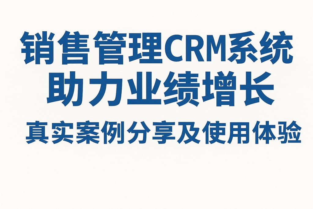 销售管理CRM系统助力业绩增长，真实案例分享及使用体验
