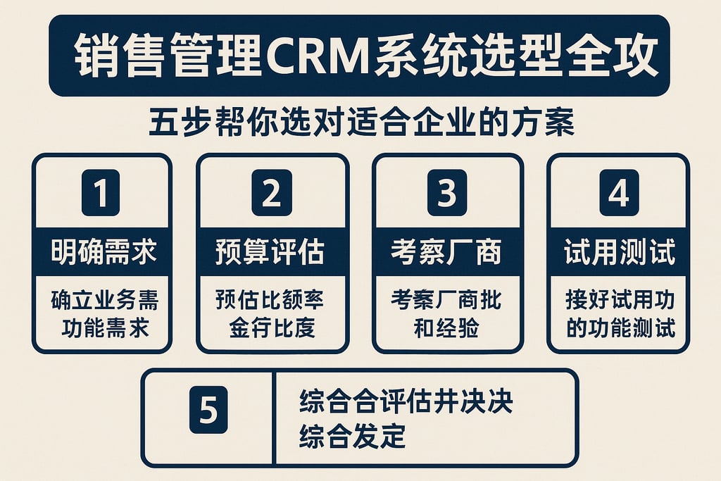 销售管理CRM系统选型全攻略，五步帮你选对适合企业的方案