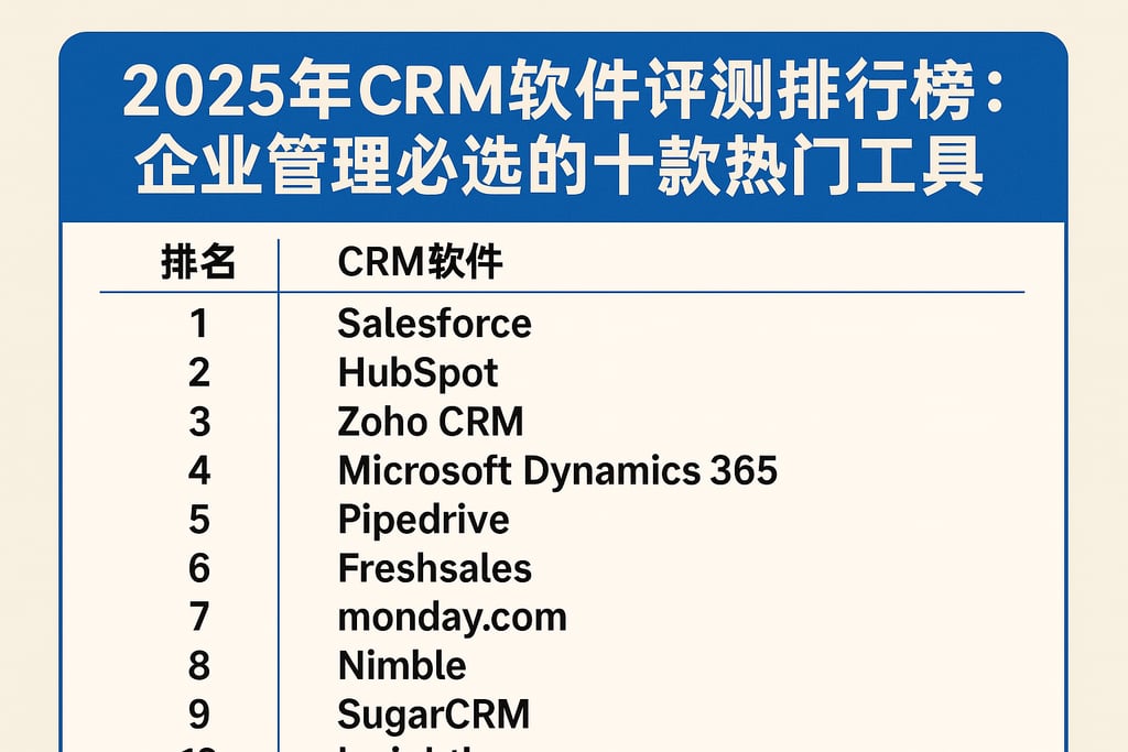 2025年CRM软件评测排行榜：企业管理必选的十款热门工具