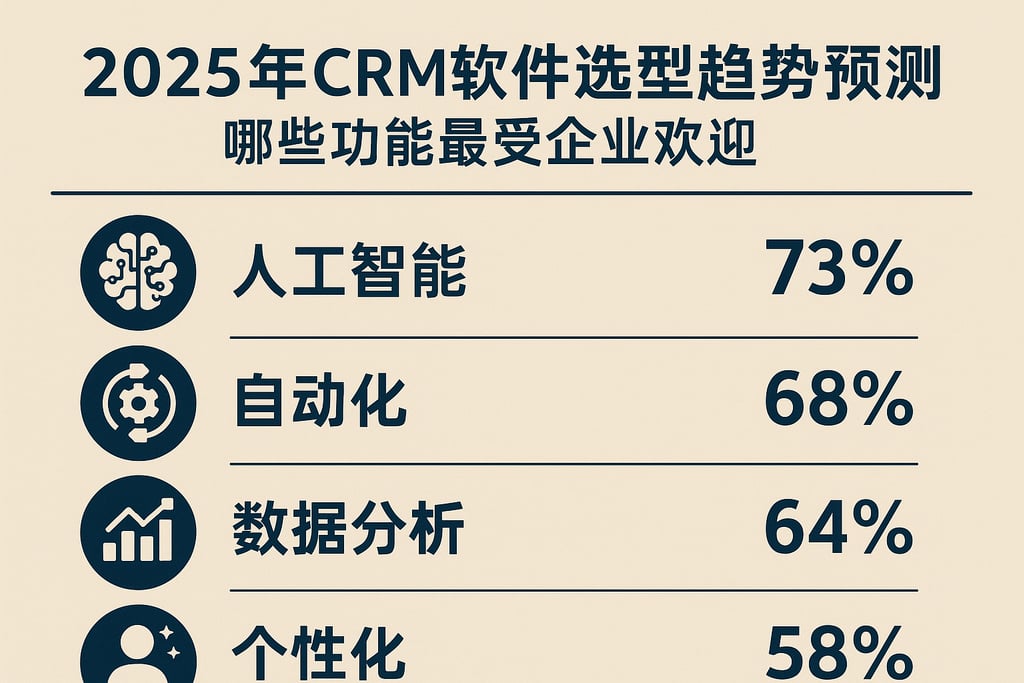 2025年CRM软件选型趋势预测，哪些功能最受企业欢迎