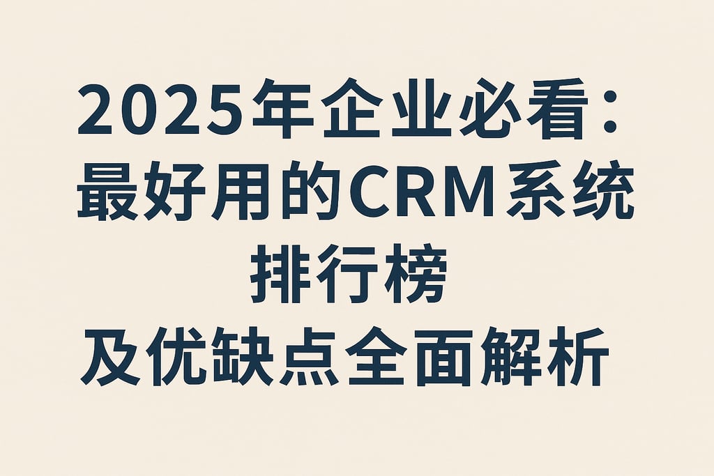 2025年企业必看：最好用的CRM系统排行榜及优缺点全面解析