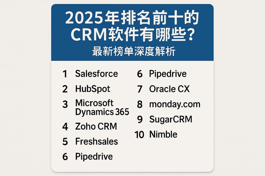 2025年排名前十的CRM软件有哪些？最新榜单深度解析