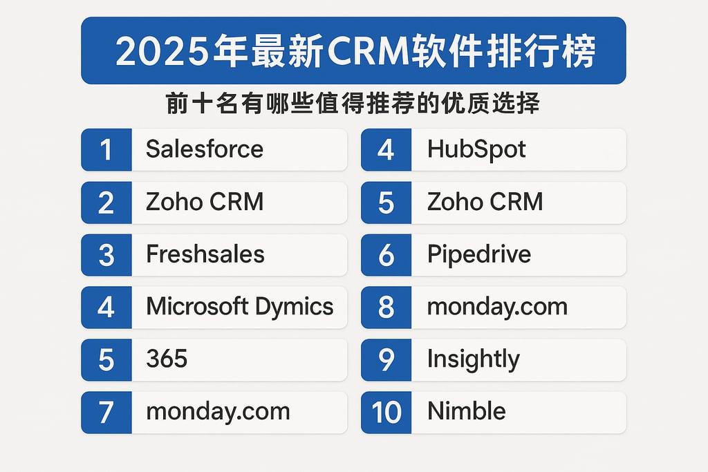 2025年最新crm软件排行榜前十名有哪些值得推荐的优质选择