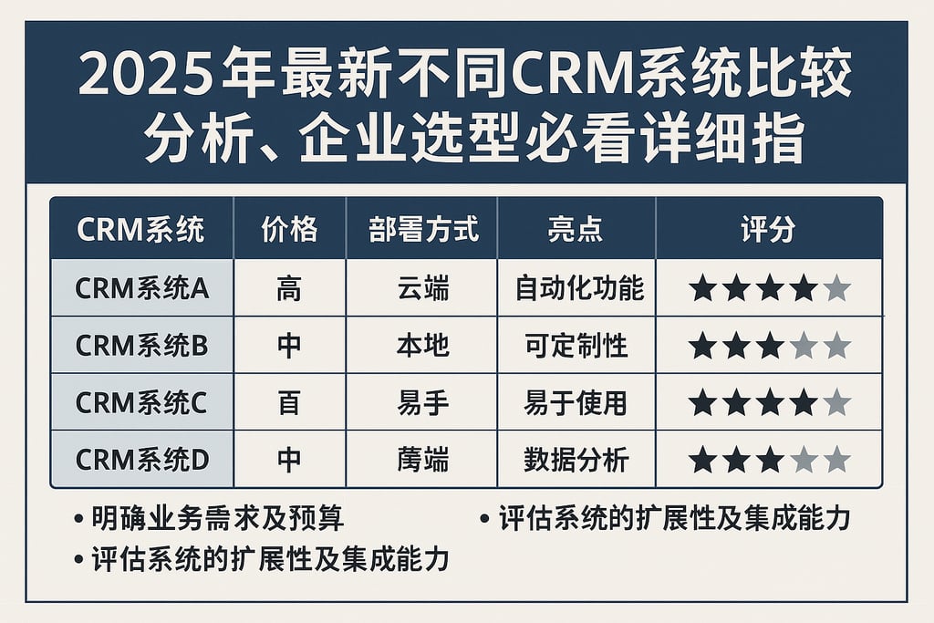 2025年最新不同CRM系统比较分析，企业选型必看详细指南