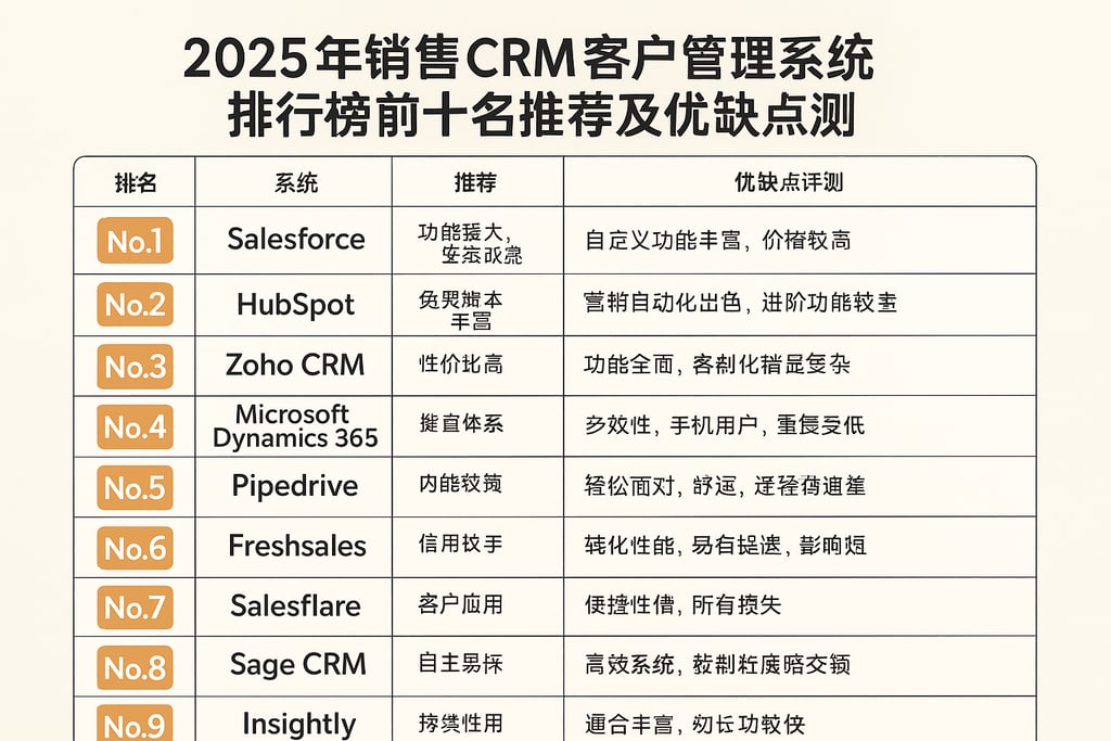 2025年销售crm客户管理系统排行榜前十名推荐及优缺点评测