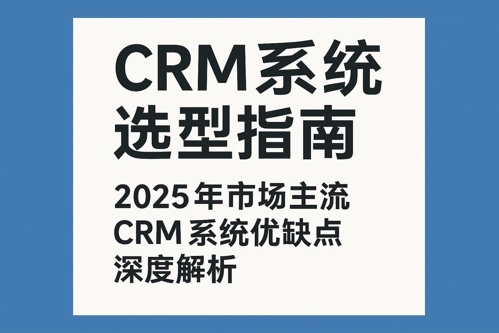 CRM系统选型指南：2025年市场主流CRM系统优缺点深度解析