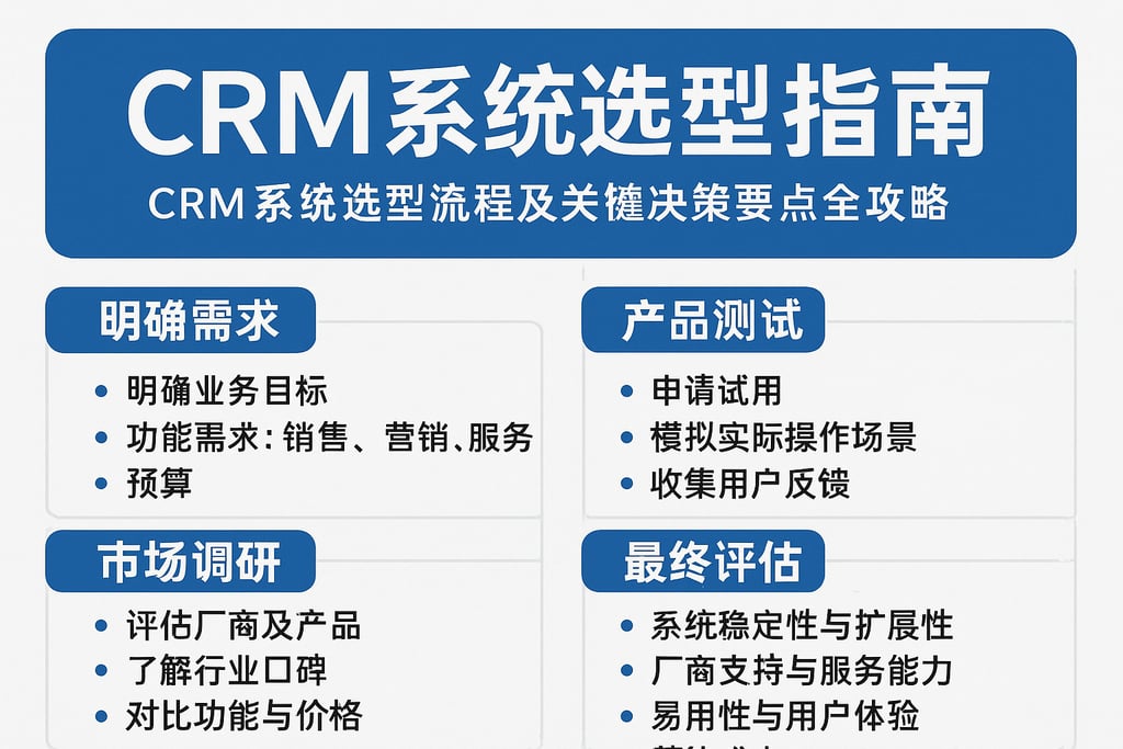 CRM系统选型指南：CRM系统选型流程及关键决策要点全攻略