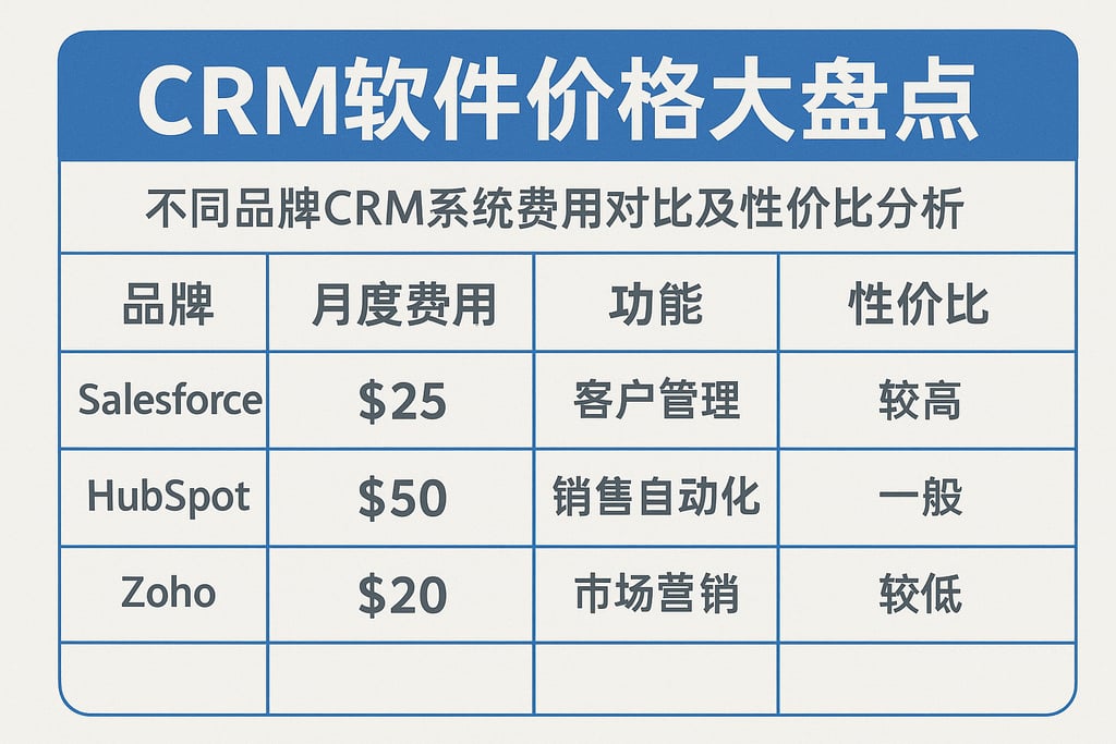 CRM软件价格大盘点：不同品牌CRM系统费用对比及性价比分析