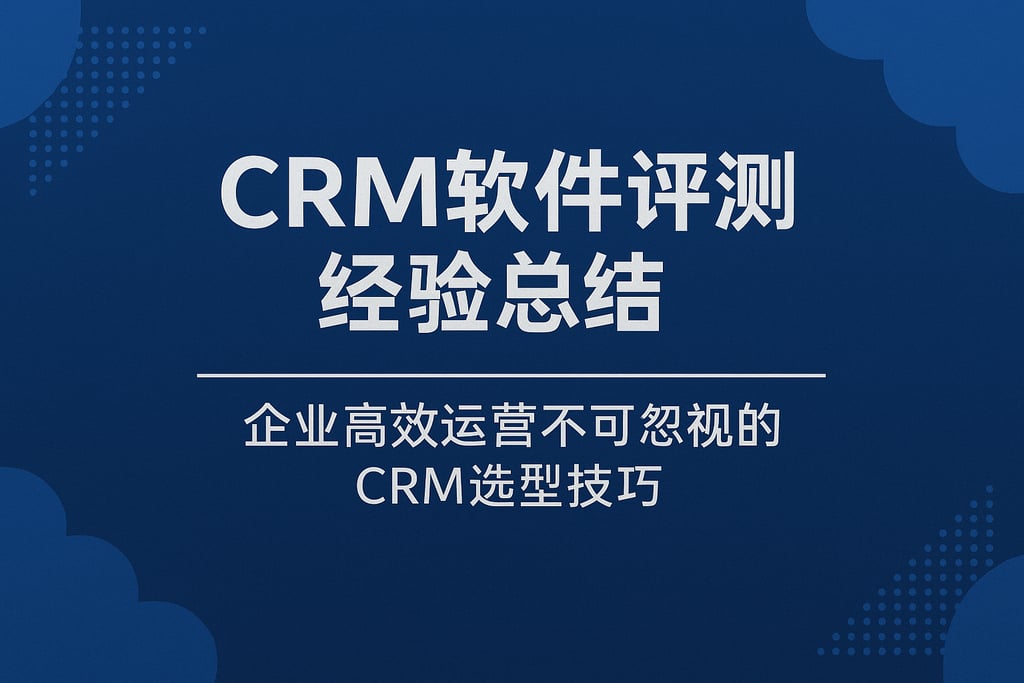 CRM软件评测经验总结：企业高效运营不可忽视的CRM选型技巧
