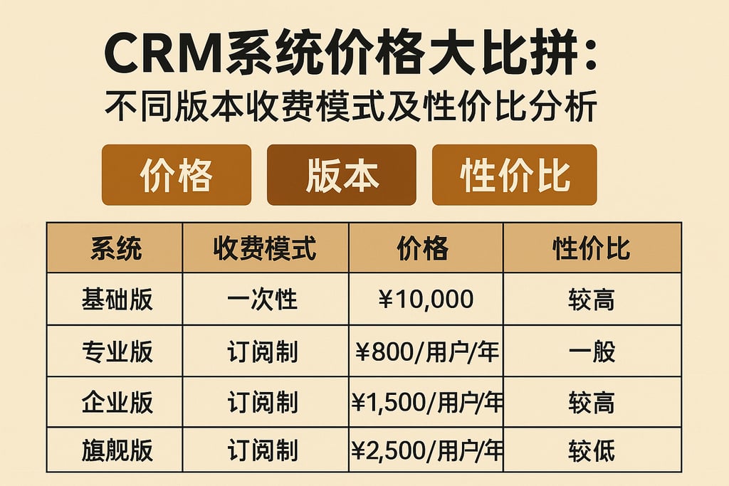 crm系统价格大比拼：不同版本收费模式及性价比分析