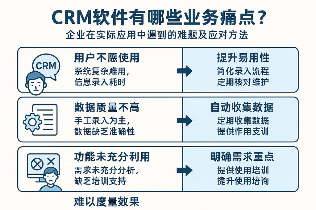 crm软件有哪些业务痛点？企业在实际应用中遇到的难题及应对方法