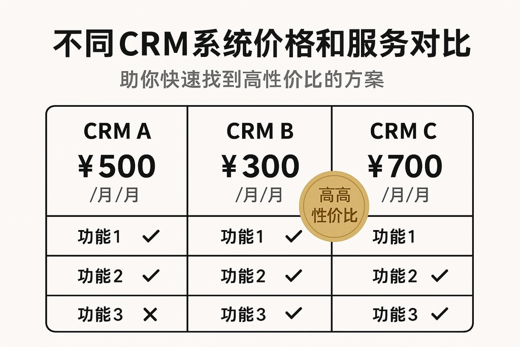 不同CRM系统价格和服务对比，帮你快速找到高性价比方案