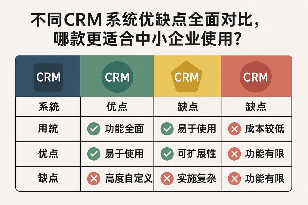 不同CRM系统优缺点全面对比，哪款更适合中小企业使用？