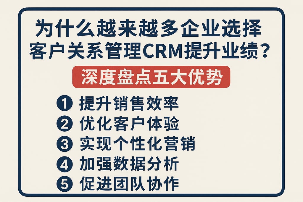 为什么越来越多企业选择客户关系管理CRM提升业绩？深度盘点五大优势