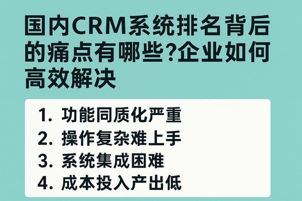 国内CRM系统排名背后的痛点有哪些？企业如何高效解决