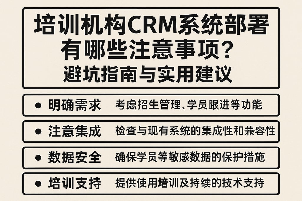 培训机构Crm系统部署有哪些注意事项？避坑指南与实用建议