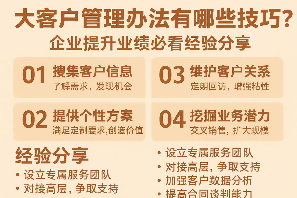 大客户管理办法有哪些实用技巧？企业提升业绩必看经验分享
