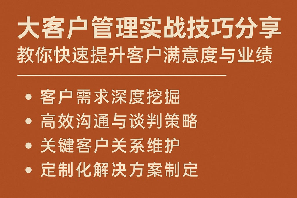 大客户管理实战技巧分享，教你快速提升客户满意度与业绩