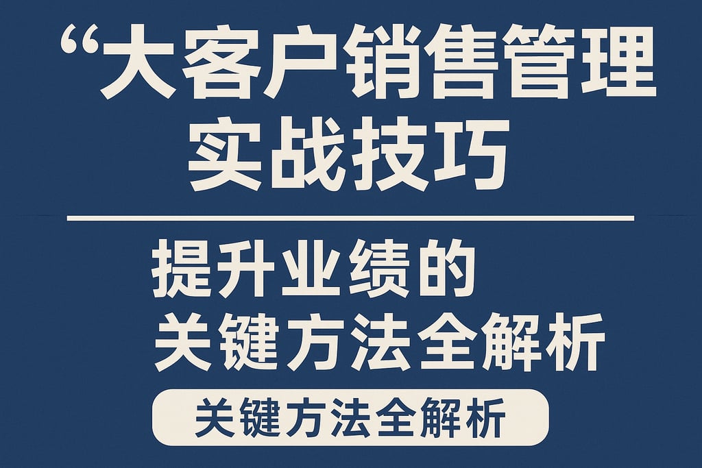 大客户销售管理实战技巧，提升业绩的关键方法全解析