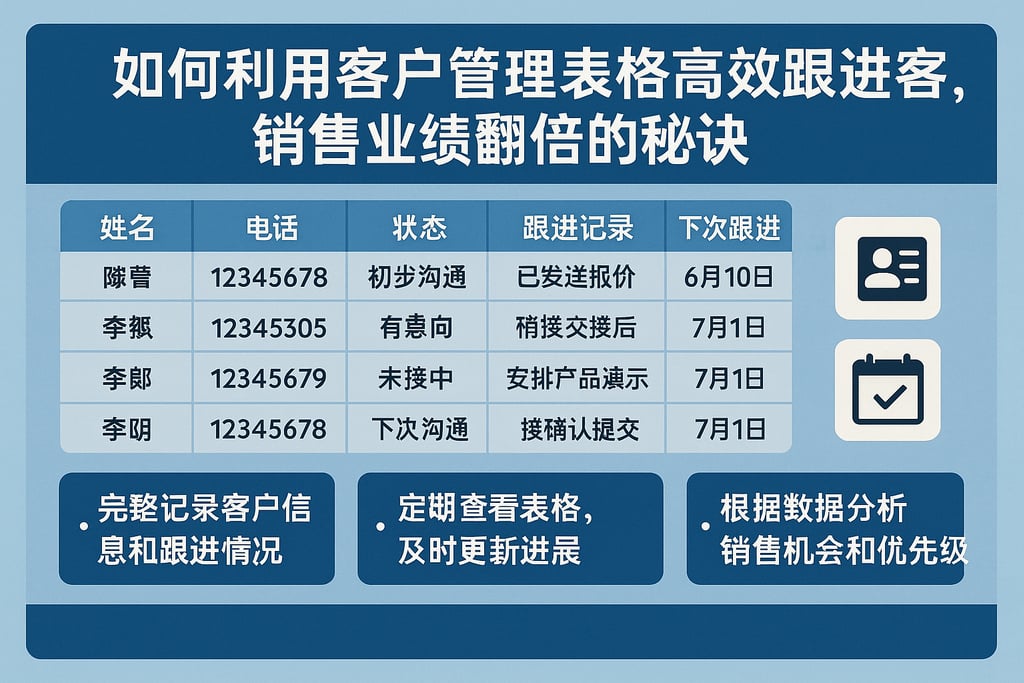 如何利用客户管理表格高效跟进客户，销售业绩翻倍的秘诀