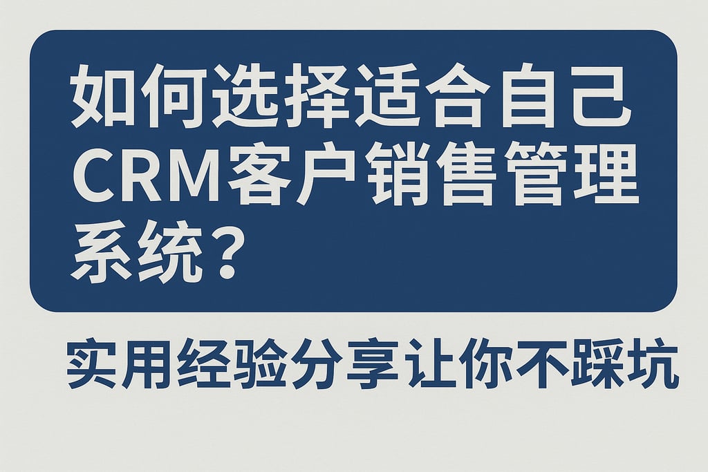 如何选择适合自己的crm客户销售管理系统？实用经验分享让你不踩坑