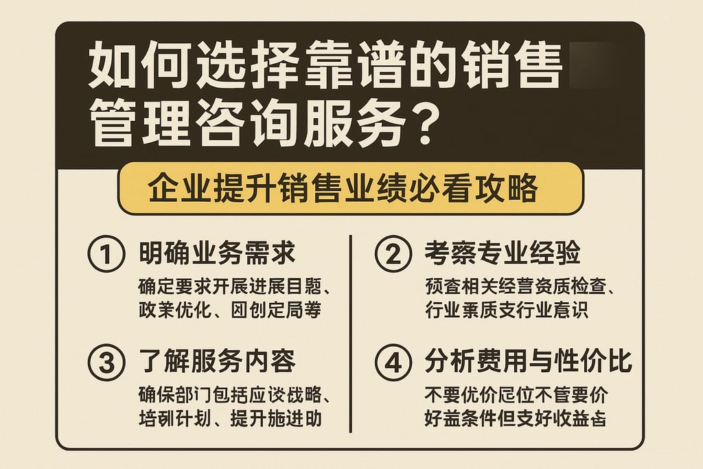 如何选择靠谱的销售管理咨询服务？企业提升销售业绩必看攻略