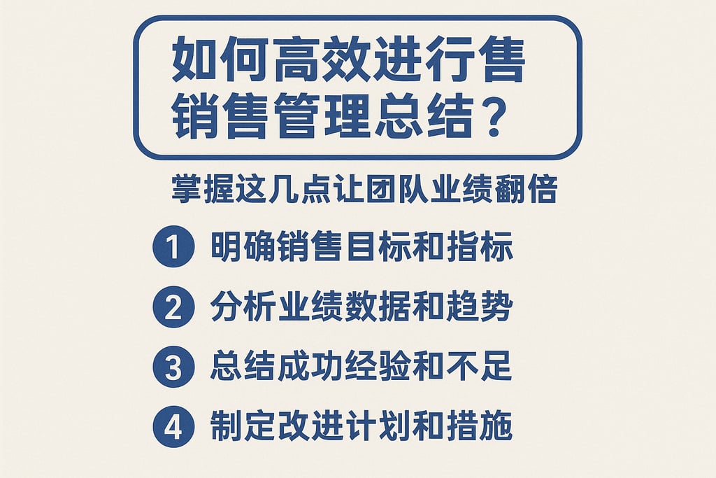 如何高效进行销售管理总结？掌握这几点让团队业绩翻倍