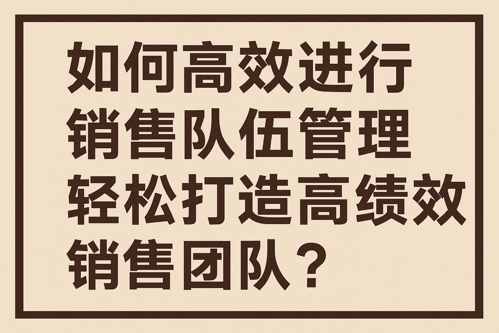 如何高效进行销售队伍管理，轻松打造高绩效销售团队？