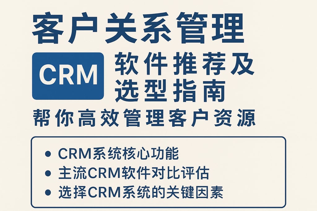 客户关系管理CRM软件推荐及选型指南，帮你高效管理客户资源
