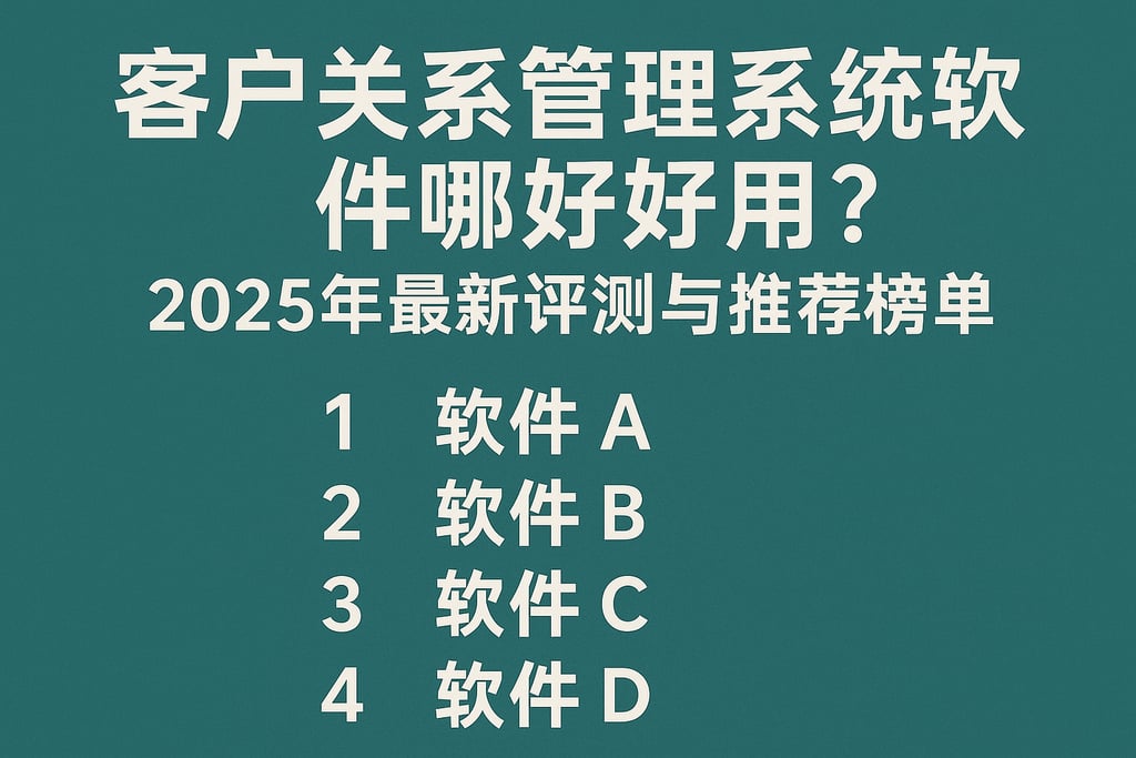 客户关系管理系统软件哪个好用？2025年最新评测与推荐榜单