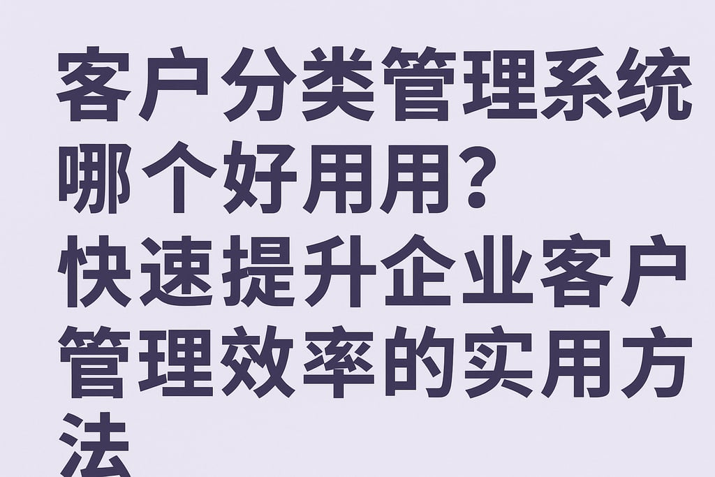 客户分类管理系统哪个好用？快速提升企业客户管理效率的实用方法